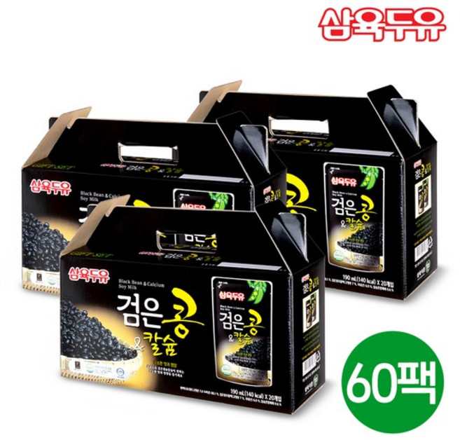 삼육두유 검은콩&칼슘 검은콩두유 파우치, 190ml, 60개