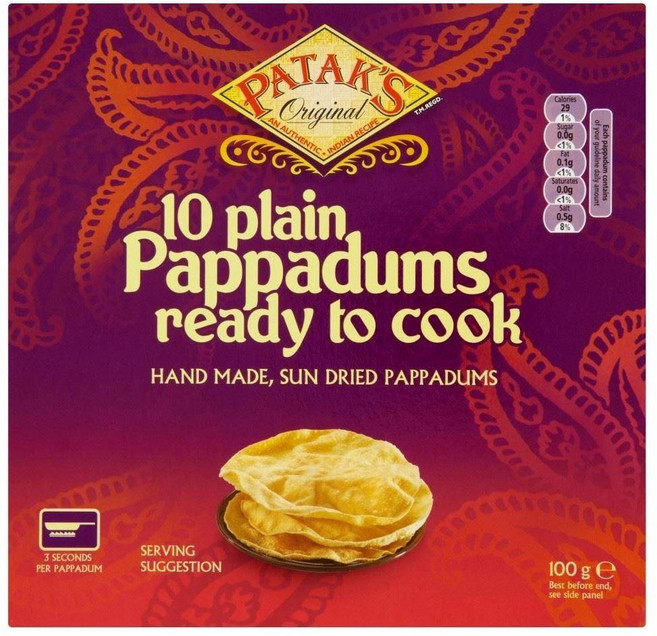 Patak's 조리하기 쉬운 일반 파파덤, 2개, 100g