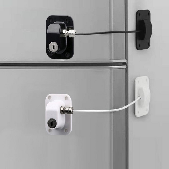 솔레르 양문형 냉장고 잠금 장치, 1개, 블랙