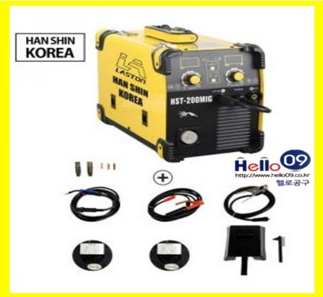 한신 초경량 논가스 미그 용접기 HST-200MIG 논가스 와이어 용접/ 아크용접 겸용, 1개