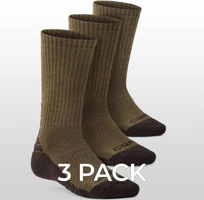 CQR 국산 울함량 71% 아웃도어 보온 겨울 등산 장목양말 3팩, M_TZS79, 코요테브라운_CYT