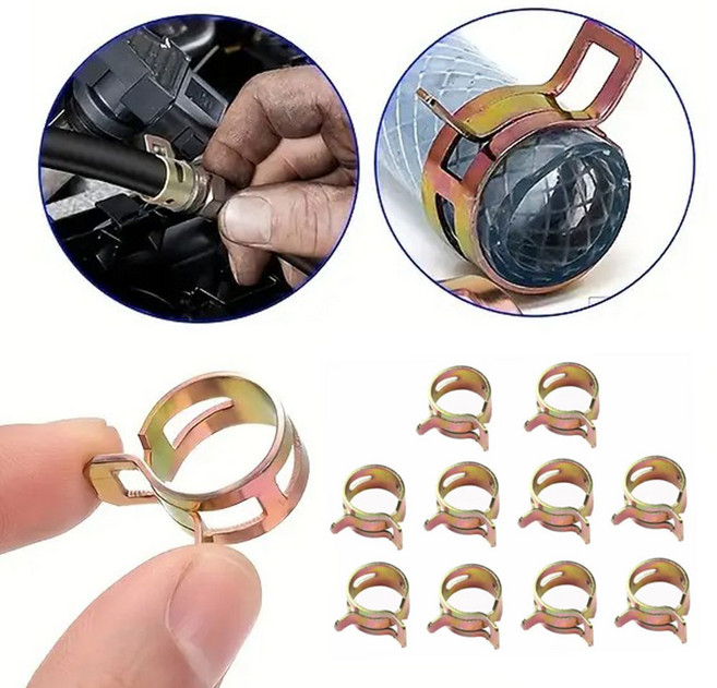 호스 밴드 스프링 클램프 고정 클립 도시가스 고압 집게 반도 7.7mm 10개묶음, 1세트