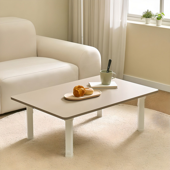 아이캔컴퍼니 국내생산 E0 LPM 4단 높이조절 베이직 접이식 테이블, 모카베이지