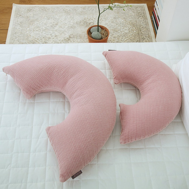 편안함을 지켜주는 반달베개쿠션 미용실쿠션 의자쿠션 배쿠션 반달쿠션, 핑크