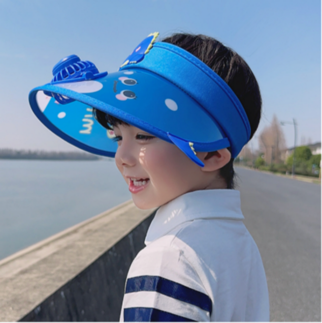 어린이 여름 미니 선풍기 썬캡