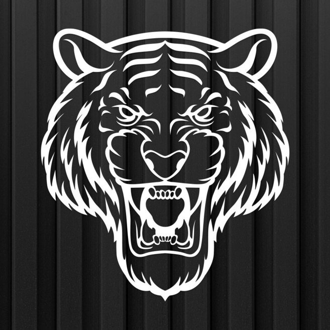 LINE CUT 오토바이 자동차 튜닝 데칼 스티커 호랑이 IM-002, 검정유광, 1개