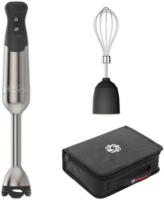 Vitamix 5단 스피드 이머전 블렌더 번들 625와트 모터 한 손 작동 1.5m(5피트) 코드 거품기 부착 및 보관 케이스 포함 스테인리스 스틸/블랙, Vitamix 5단 스피드 이머전 블렌더 번들, 625