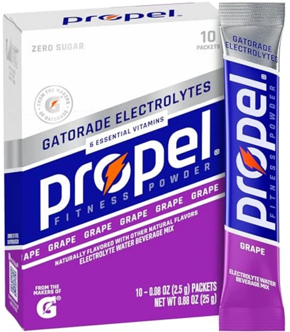 프로펠 파우더 패킷 포도맛 전해질 비타민 및 무설탕 (1 Propel Electrolyte Enhanced Water Drink Mix Powder Packets Grape, 0.84온스(1팩), 1개 - 쿠팡
