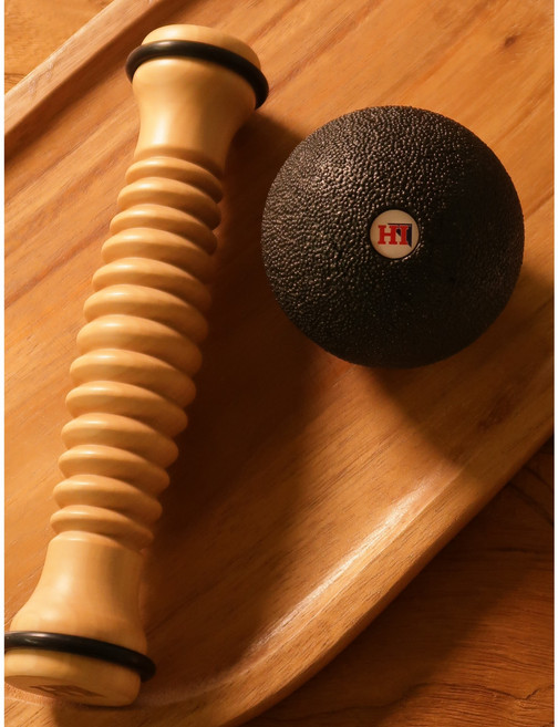 [대학전임교수 홈케어 세트] 발바닥이 바로 풀리는 3분 족저근막염 발바닥 종아리 마사지볼 원목롤러 트리거포인트 맞춤형 운동영상 제공, 1개