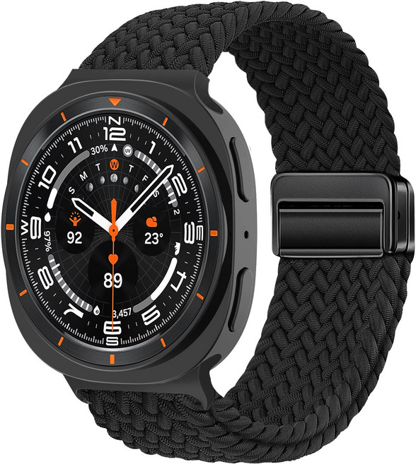 Fegwilde 갤럭시워치8/8클래식 호환 마그네틱 브레이드 스포츠 루프 스트랩 40MM/44MM/46MM, 검은색