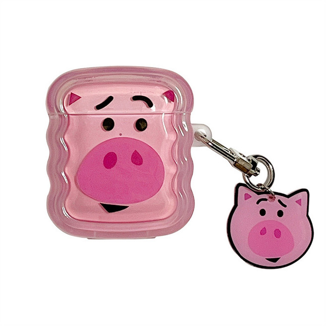 귀여운 캐릭터 디자인 에어팟 케이스 키링세트, 3 돼지햄, 에어팟1,2세대, 1개