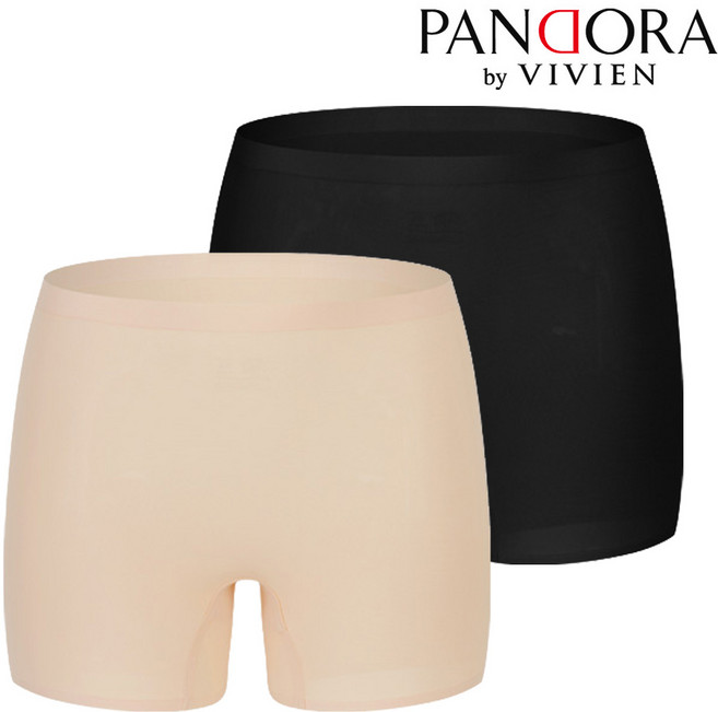 판도라 by 비비안 여성 드로즈 팬티 베이직 스킨 블랙 생리대 부착 여성 심리스 무봉제 사각 PPT1271_2S