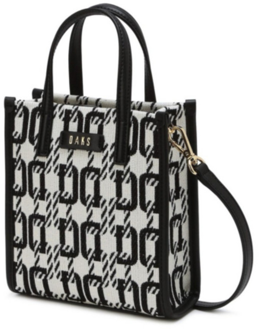 닥스 여성 블랙 가죽 캔버스 로고 패턴 미니 크로스백 겸 토트백 WCWA1F333BK