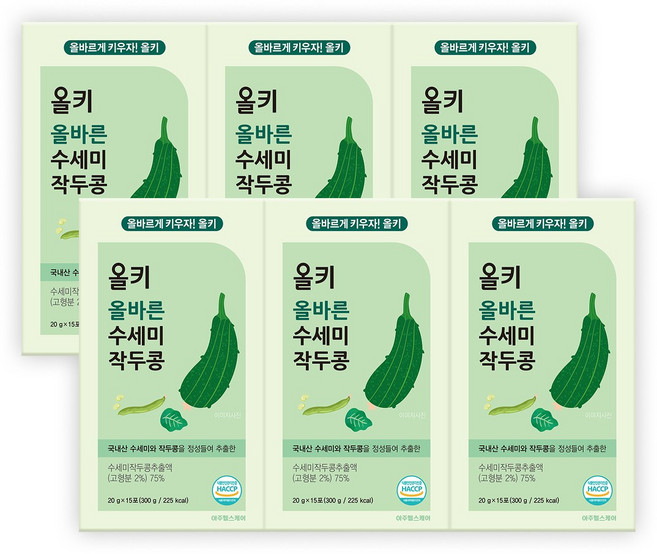 올키 올바른 수세미 작두콩 15포 6개 / 어린이 유아 수세미 작두콩 즙 액상 스틱