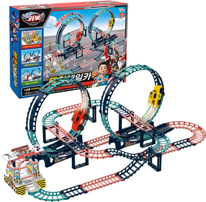 헬로카봇 트윈레일카 기차장난감 레일 트랙 세트, 1개, 상세페이지참고