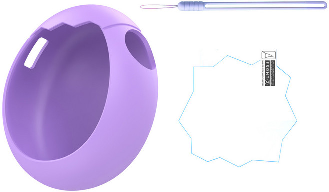 다마고치 파라다이스 풀커버 케이스 보호필름 스트랩 풀세트, 1세트, 퍼플, 단일