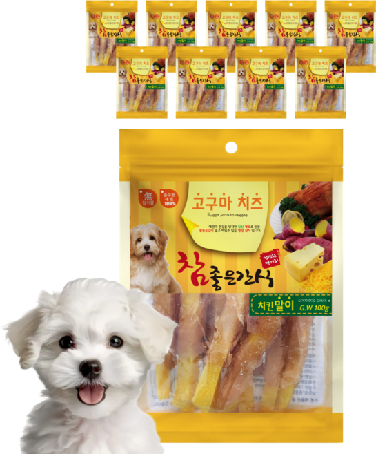 참좋은간식 고구마치즈 강아지 말랑 영양간식, 치킨말이, 100g, 10개