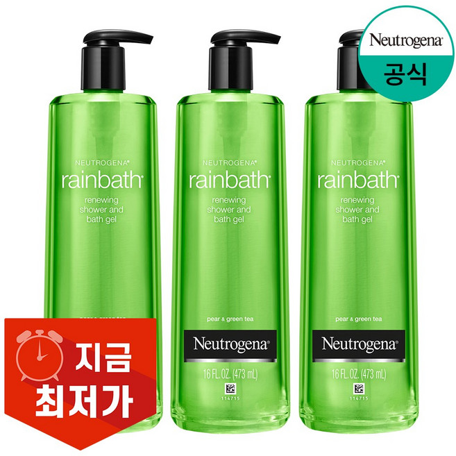 뉴트로지나 레인바스 그린티 앤 페어 바디워시 싱그러운 풀 향, 473ml, 3개