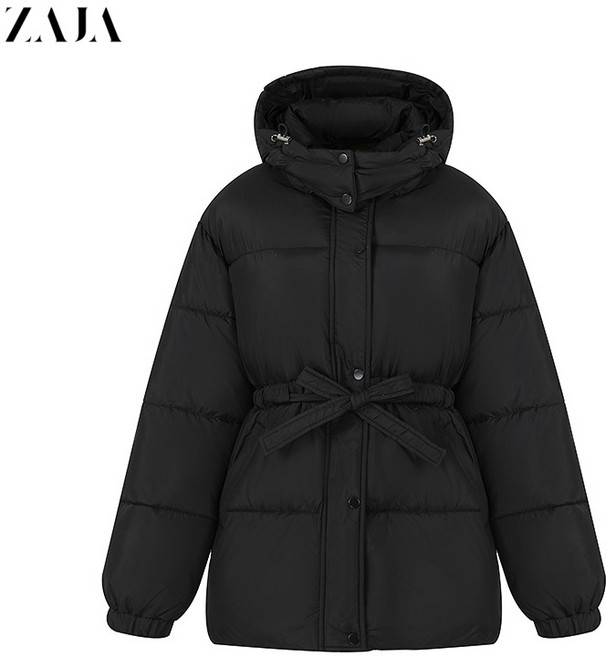 ZAJA 여성 겨울 하프 후드 패딩