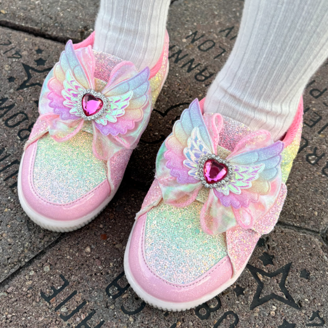 프롬베베 여아용 비비 레인보우 날개 LED 운동화