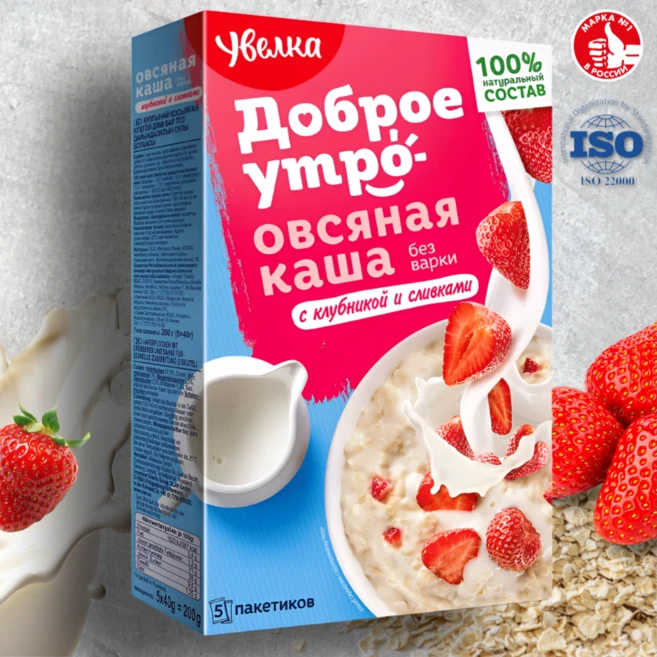 우벨카 크림&천연 딸기맛 오트밀 5Pcs 개별포장 유럽 러시아 먹거리, 1개, 200g - 쿠팡