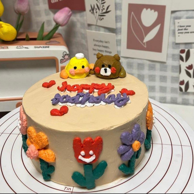 선물생일 레터링 케이크 (DIY) 생일케이크배달, 코코넛크림+코코넛살, 바닐라크림, 초콜릿기니슈+크런치 토핑, 1개