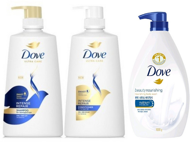 도브 인텐스 리페어 샴푸 & 린스 + 바디워시 1L 뷰티너리싱 세트, 1개