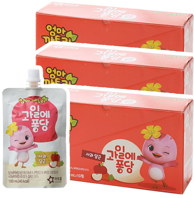 아워홈 엄마까투리 과일에퐁당 사과당근, 30개, 100ml