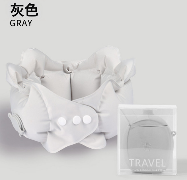 充氣u型枕便攜護頸枕按壓充氣枕頭易收納旅行三寶頸枕坐車飛機枕