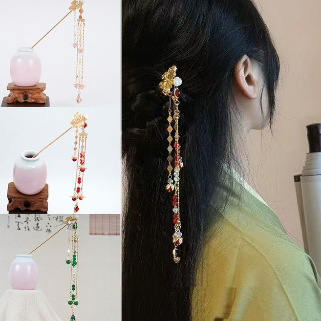 ZMBIRD 여성 나비 헤어 비녀 롱 태슬 3종세트 N6268