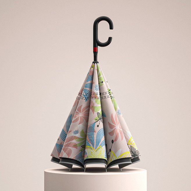 자동차용 자동 역방향 우산 긴 손잡이 이중 우산 여자 청우 겸용 2인용 남성 폭풍 저항 우산