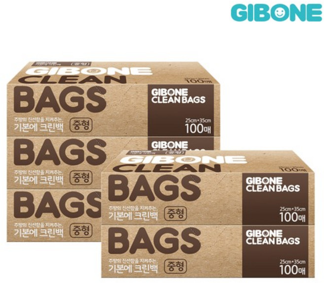 기본에 크린백 중 25 x 35 cm, 중(M), 100개입, 5개