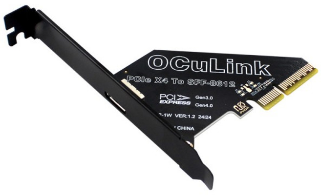 PCI Express SFF-8612 확장 카드 라이저 컨버터 U.2 SSD 그래픽 로우 프로파일 브래킷 64Gbps 4.0 X4-Oculi, 1개