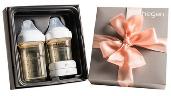 헤겐 엄마가슴 애착젖병 트윈팩 150ml + 240ml + 캡 2p 선물세트, 화이트 + 투명, 1세트