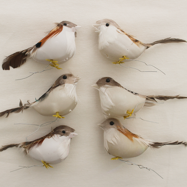 [왓위셀] 참새 깃털 미니어처 모형 6마리, 그레이