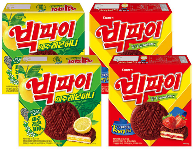 크라운 빅파이 (딸기 +제주레몬허니), 4개, 324g
