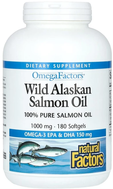 내추럴팩터스 오메가팩터스 와일드 알래스카 연어 오일 1000mg 글루텐 프리 소프트젤, 180정, 1개 - 쿠팡