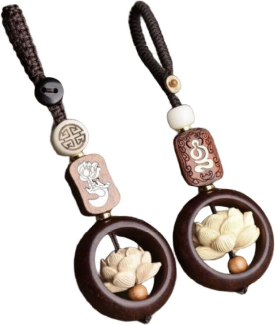 모이디 연꽃 회전 키링 돈들어오는 부적 불교 열쇠고리 2종 세트, 2개, 연꽃 키링