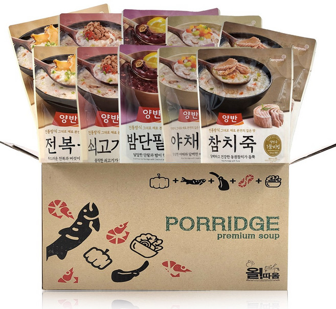 간편식 선물하기 동원 양반죽 파우치 420g 전복2+쇠고기2+밤단팥2+버섯야채2+참치죽2, 1세트