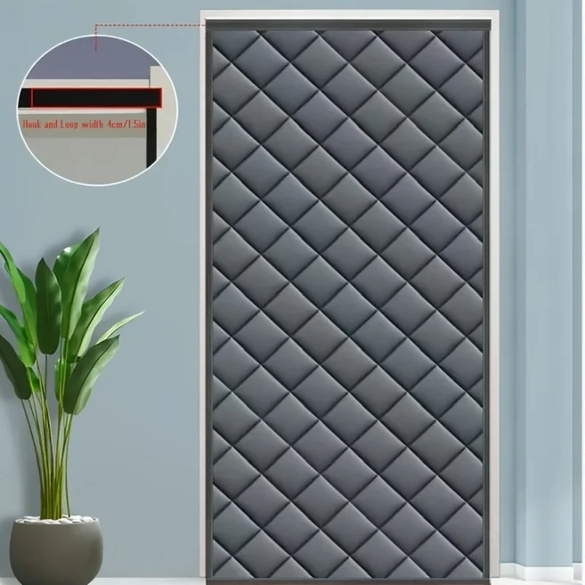 겨울용 면 가정용 단열 차단 도어 커튼 육각형 두꺼운 방풍 방한, 01 110x210cm, 02 grey