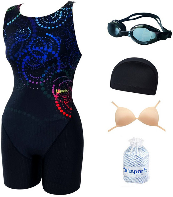 TS스포츠 여성 반신 실내수영복 X백 5부 실내수영장 성인 빅사이즈 아쿠아로빅 실속세트 24079