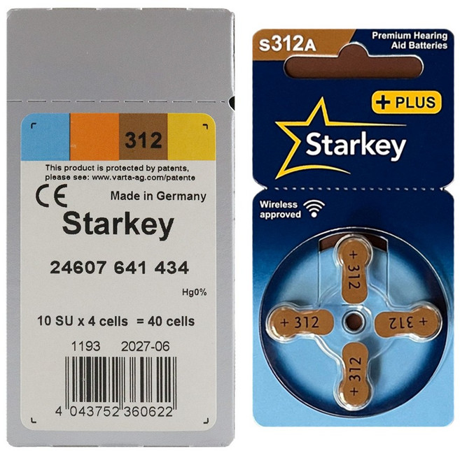 스타키 보청기 배터리 밧데리 건전지 S312A 40개