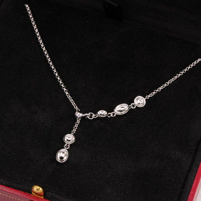 오누이디스플레이 여성 실버도금 Y라인 드롭 목걸이 콩 물방울 펜던트 체인 데일리 목걸이