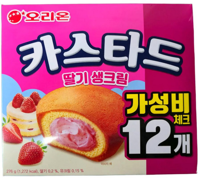 오리온 카스타드 딸기 생크림, 276g, 1개