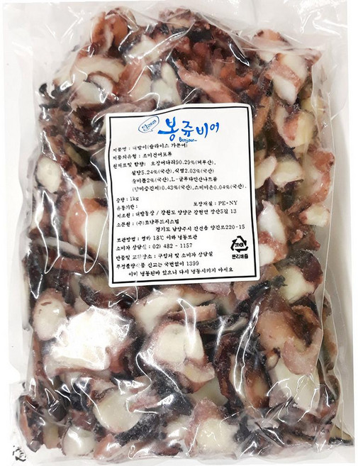 가문어 슬라이스 1kg 6개 냉동오징어 오징어링 주꾸미, 1개