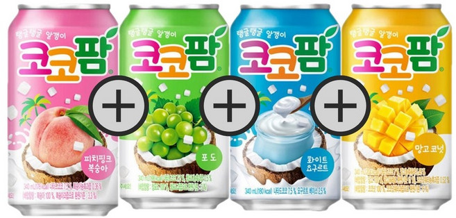 코코팜 4종 (포도(6캔) + 요구르트(6캔) + 피치핑크(6캔) + 망고코넛(6캔)), 24개, 340ml