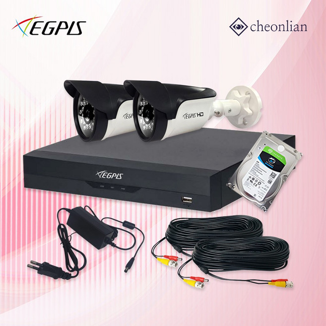 이지피스 500만화소 실외2대 CCTV풀세트 이지뷰 4채널 녹화기(1TB포함), 기본 1TB 장착