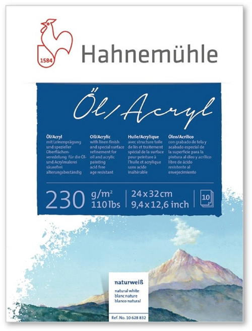 하네뮬레 화방 미술 유화 오일 앤 아크릴 페인팅 전용 패드 전용지 24x32 10매 230g, 단품, 단품, 1개
