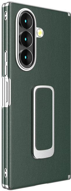 YINUO 갤럭시 Z 폴드 천연 가죽 슬림 그립 360도 각도 조절이 거치대 듀얼 중축 힌지 보호 후면 케이스