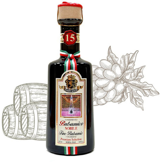 (15년산 포도원액 100%) 캄피 마크리 모데나 콘티멘토 발사믹 식초 최상위 블랙골드 15년산 250ml, 1개, 250g